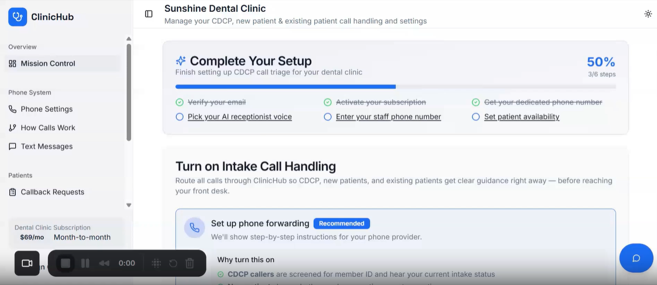 ClinicHub Dashboard Preview
